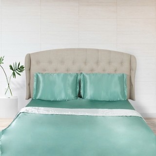 (New)Trọn Bộ Chăn Ga Gối Lụa LS Lavish Silk Cao Cấp Mát Lạnh Hàng Loại 1- Xanh Matcha Mix Trắng