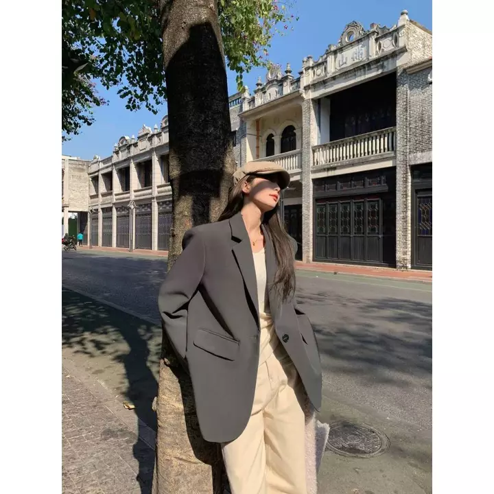 Áo Blazer Nữ Dáng Dài Áo Vest Nữ Blazer Dáng Rộng Phong Cách Retro Áo Khoác Vest Nữ Kiểu Hàn Quốc AZ1073