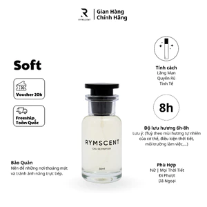 Nước hoa RYMSCENT Nữ Soft 50ml | Nhóm hương hoa, độ lưu hương từ 6h-8h | Dạng xịt.