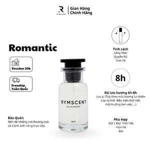 Nước hoa RYMSCENT Nữ Romantic 50ml | Nhóm hương hoa, độ lưu hương từ 6h-8h | Dạng xịt.