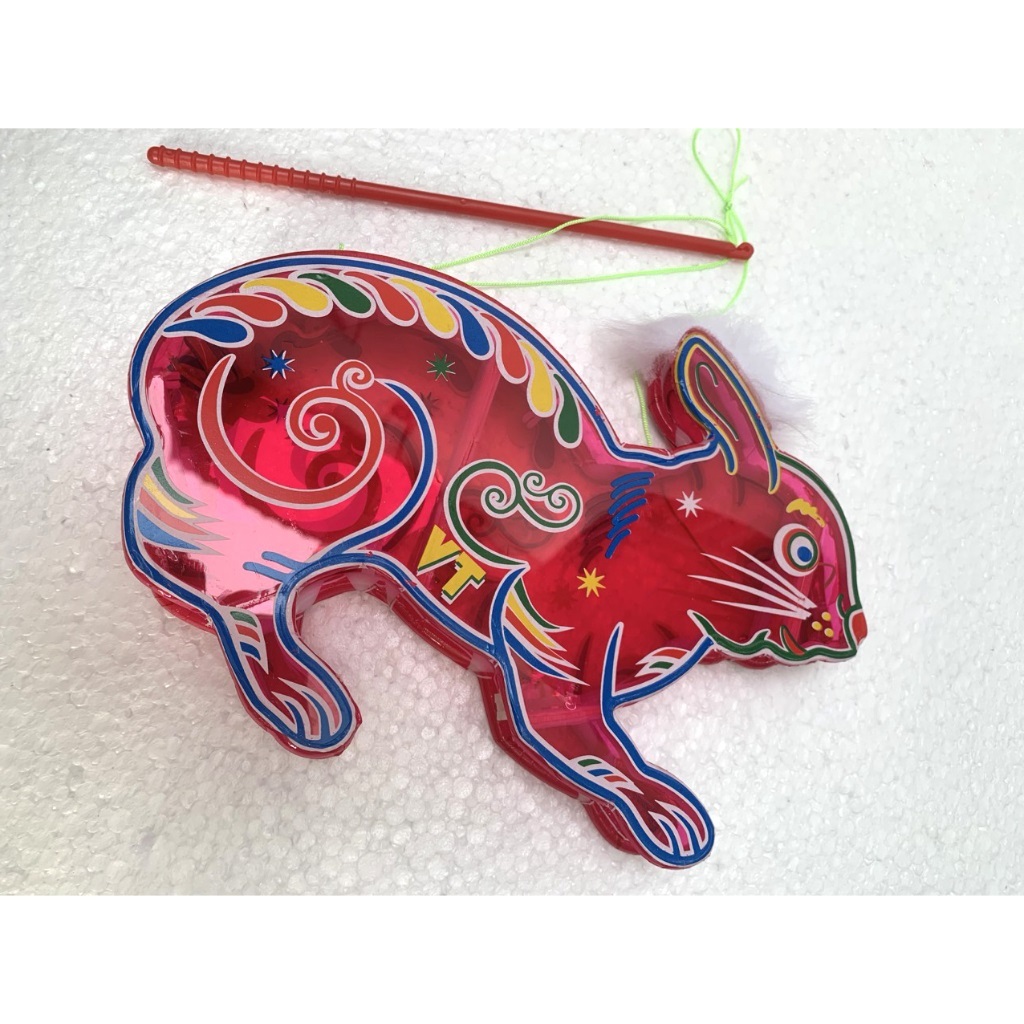 Đèn lồng trung thu truyền thống giấy kính đỏ có lông hình con vật trang trí trung thu đẹp cá chép gà thỏ