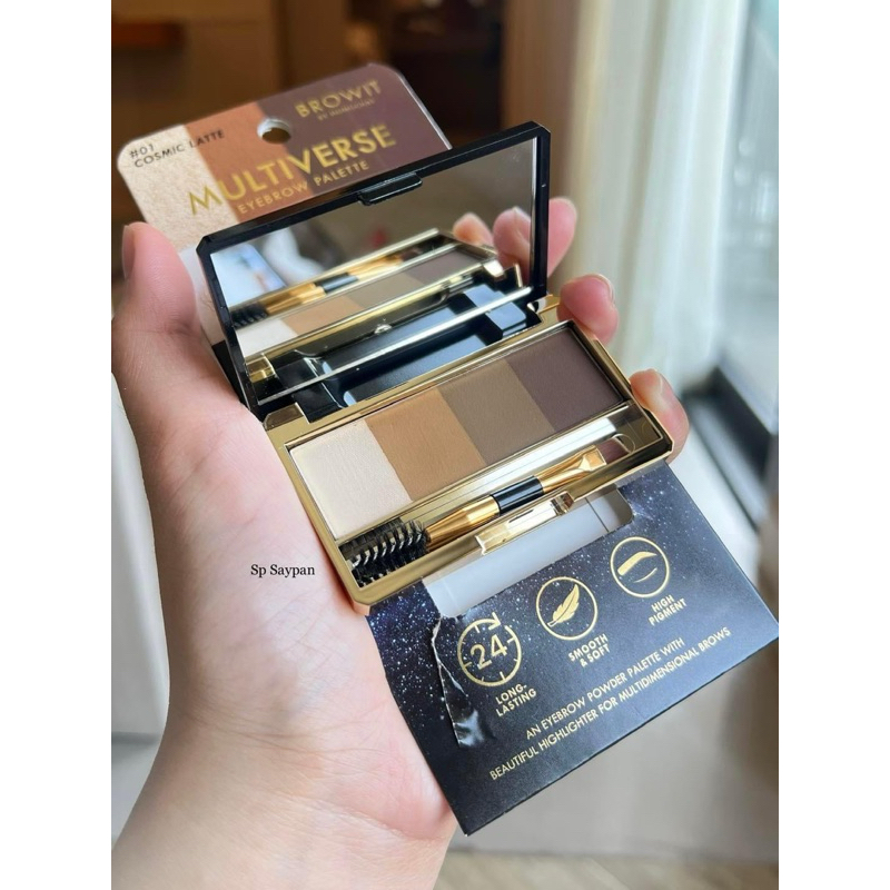 Bột mày Nongchat 4 ô Multiverse eyebrow palete, sản phẩm chống nước và mồ hôi, giúp lông mày luôn sắc sảo.