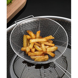 Vợt chiên inox 14cm-20cm vớt thức ăn cán inox có móc treo tiện lợi  đựng thức ăn chiên dạng lưới sáng bóng nhiều kích cỡ
