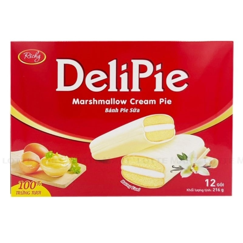 Bánh Bông Lan Sữa Delipie Vị Vani Hộp 216G. Thương hiệu Ricky | Shopee ...
