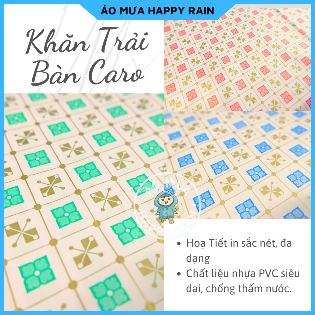Khăn Trải Bàn Caro Nhựa PVC cao cấp decor trang trí chống thấm nước ...