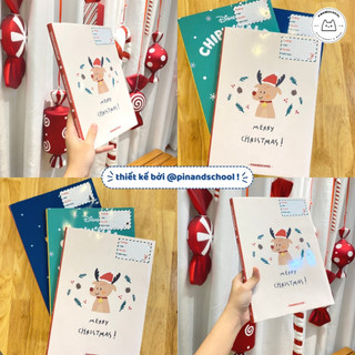 [LẺ] Giấy Bao Tập, Bao Vở, Bao Sách Chủ Đề Noel Dễ Thương Giấy Bóng Dày Chất Lượng | Thiết kế bởi Pinandschool