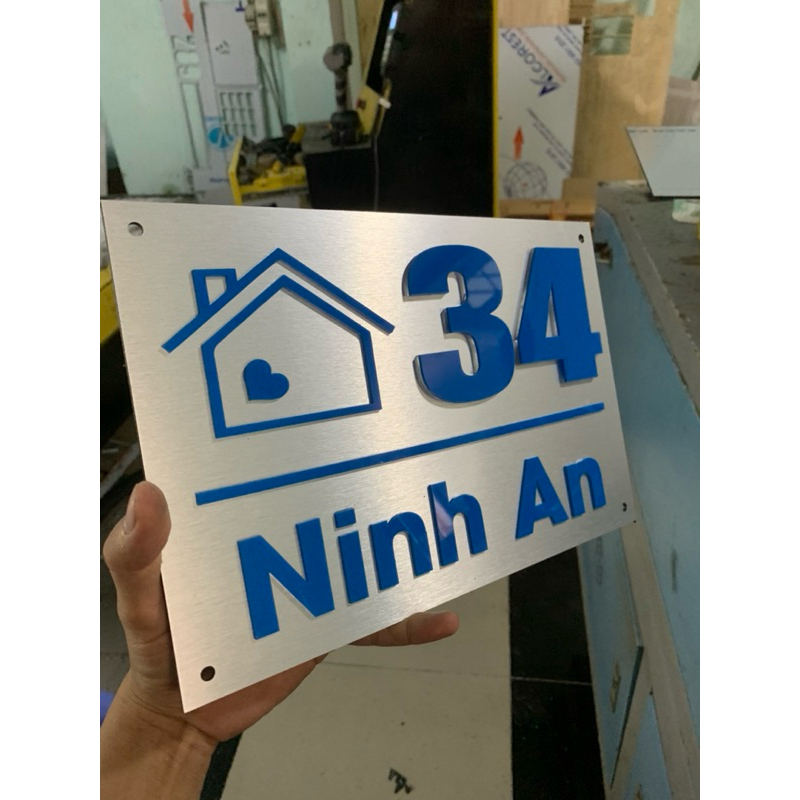 Biển, bảng số nhà Alu phũ nhôm cao cấp, số nổi. Ngoài Trời Bền đẹp. thiết kế theo yêu cầu( dán keo hoặc treo tường)