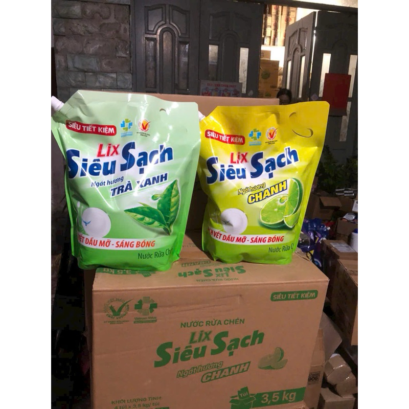 Túi nước rửa chén LIX siêu sạch hương chanh / trà xanh 3.2kg - LIXRC