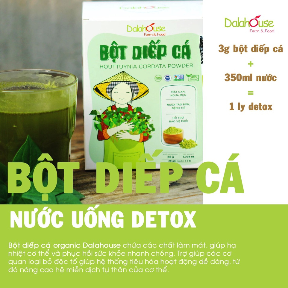 Ảnh Bột rau diếp cá Dalahouse 120g nguyên chất hữu cơ sấy lạnh công nghệ đạt chuẩn Châu Âu 2
