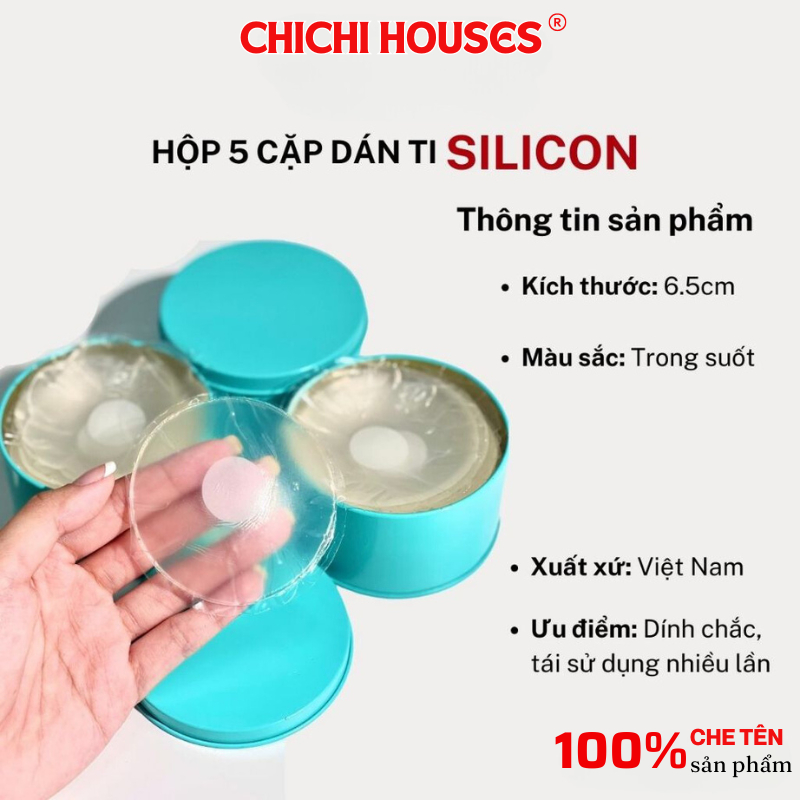 Miếng Dán Ngực Silicon Hộp 5 Cặp Dán Ti Trong Suốt Che Nhũ Hoa Siêu Mỏng Tái Sử Dụng Nhiều Lần -- 999