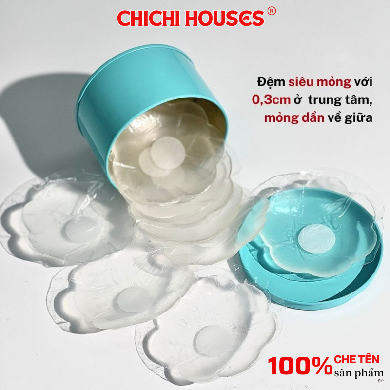 Miếng Dán Ngực Silicon Hộp 5 Cặp Dán Ti Trong Suốt Che Nhũ Hoa Siêu Mỏng Tái Sử Dụng Nhiều Lần -- 999