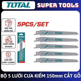 TOTAL Bộ 5 lưỡi cưa kiếm 150mm cắt gỗ TRSB611D