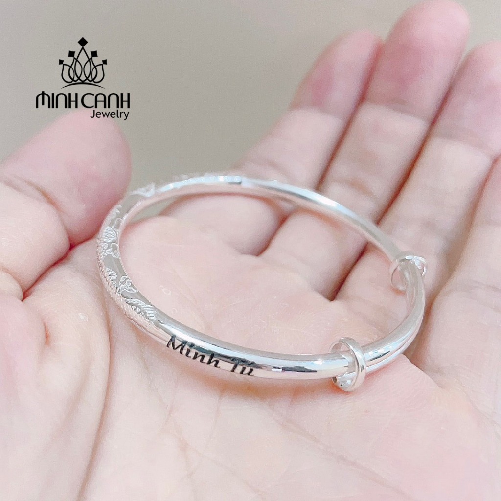 Ảnh Vòng Bạc Trẻ Em Chạm Khắc Họa Tiết Hình Rồng Điều Chỉnh Được Kích Thước - Minh Canh Jewelry 3