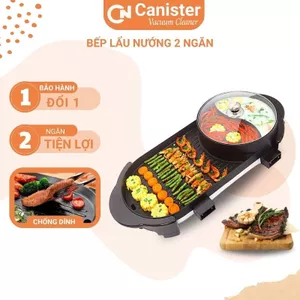 Bếp lẩu nướng Đa năng 2 trong 1, 2200W chỉnh nhiệt độc lập bề mặt chống dính truyền nhiệt nhanh, phù hợp 4-6 người