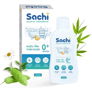 Nước Tắm thảo dược SACHI  chiết xuất thiên thiên Ngừa Rôm Sảy, Làm Ấm Hỗ Trợ Ngăn Cảm Cúm, Cảm Lạnh Cho Bé Lọ 250ml