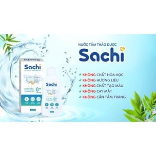 Nước Tắm thảo dược SACHI  chiết xuất thiên thiên Ngừa Rôm Sảy, Làm Ấm Hỗ Trợ Ngăn Cảm Cúm, Cảm Lạnh Cho Bé Lọ 250ml