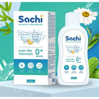 Nước Tắm thảo dược SACHI  chiết xuất thiên thiên Ngừa Rôm Sảy, Làm Ấm Hỗ Trợ Ngăn Cảm Cúm, Cảm Lạnh Cho Bé Lọ 250ml
