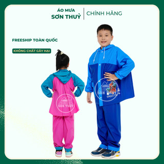Bộ áo mưa trẻ em Có Lưng che cặp sách, bộ áo mưa Sơn Thuỷ chính hãng PVC cao cấp an toàn cho bé trai bé gái Sịn