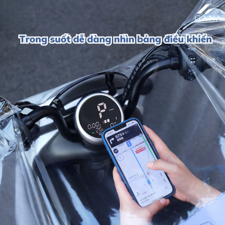 Áo mưa trong suốt che phủ toàn thân cho mẹ và bé kèm kính chắn mưa, vải dù siêu nhẹ chống thấm tốt ( Chính Hãng )