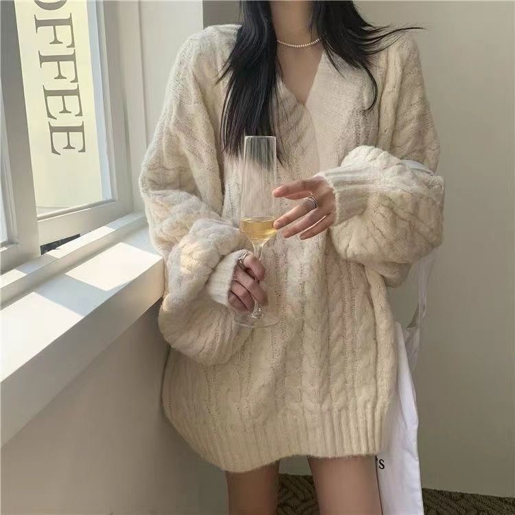 Áo len nữ cổ V tay bồng dáng dài basic nhiều màu form rộng hottrend Hàn Quốc (CÓ BIG SIZE) MT33 SP55