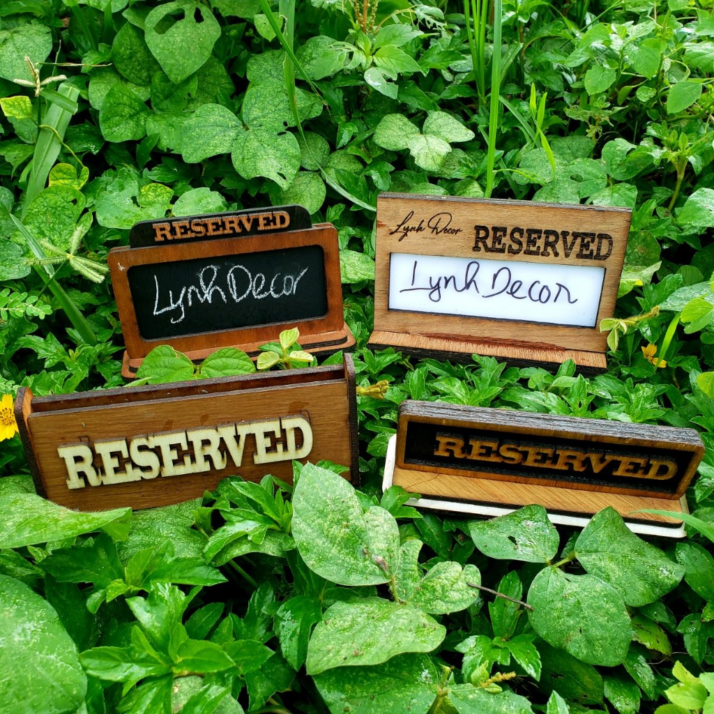 Bảng gỗ bàn đã đặt (reserved) Miễn phí khắc laser,in UV logo 2 mặt - LynhDecor
