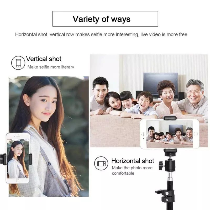 Giá đỡ điện thoại Tripod chụp ảnh 3 chân cao 2m hợp kim nhôm quay video, live stream có remote xoay 360 độ xếp gọn