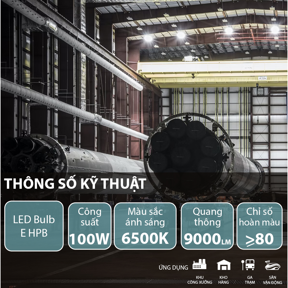 Đèn LED bulb OPPE E HPB - Hiệu suất ánh sáng cao, công suất 100W, Ánh Sáng Trắng | BigBuy360 - bigbuy360.vn