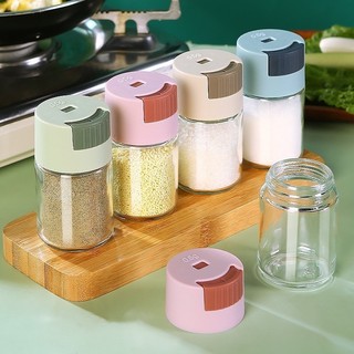 [COMBO 10]Hũ đựng gia vị thủy tinh thông minh có nút bấm chống ẩm ướt gia vị