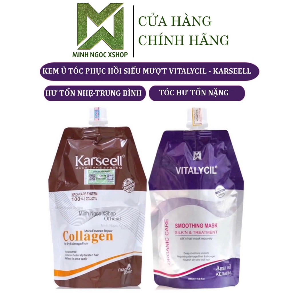 Ảnh Kem ủ tóc phục hồi siêu mượt Collagen Karseell - Vitalycil 500ML, tóc đẹp chuẩn salon ngay tại nhà 1