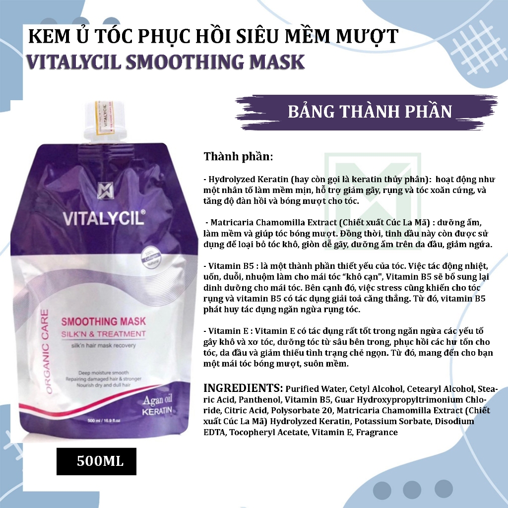 Ảnh Kem ủ tóc phục hồi siêu mượt Collagen Karseell - Vitalycil 500ML, tóc đẹp chuẩn salon ngay tại nhà 4