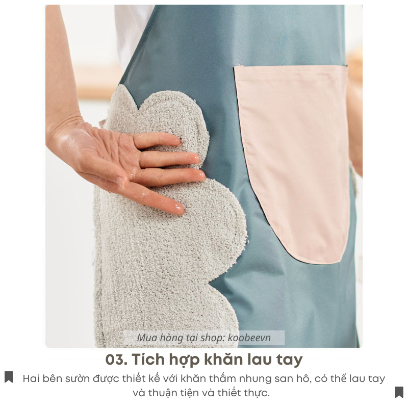 Tạp Dề Chống Nước PVC KOOBEE – Có Túi & Khăn Lau Tay, Đai Yếm Điều Chỉnh, Chống Bẩn Hiệu Quả | CSNC23