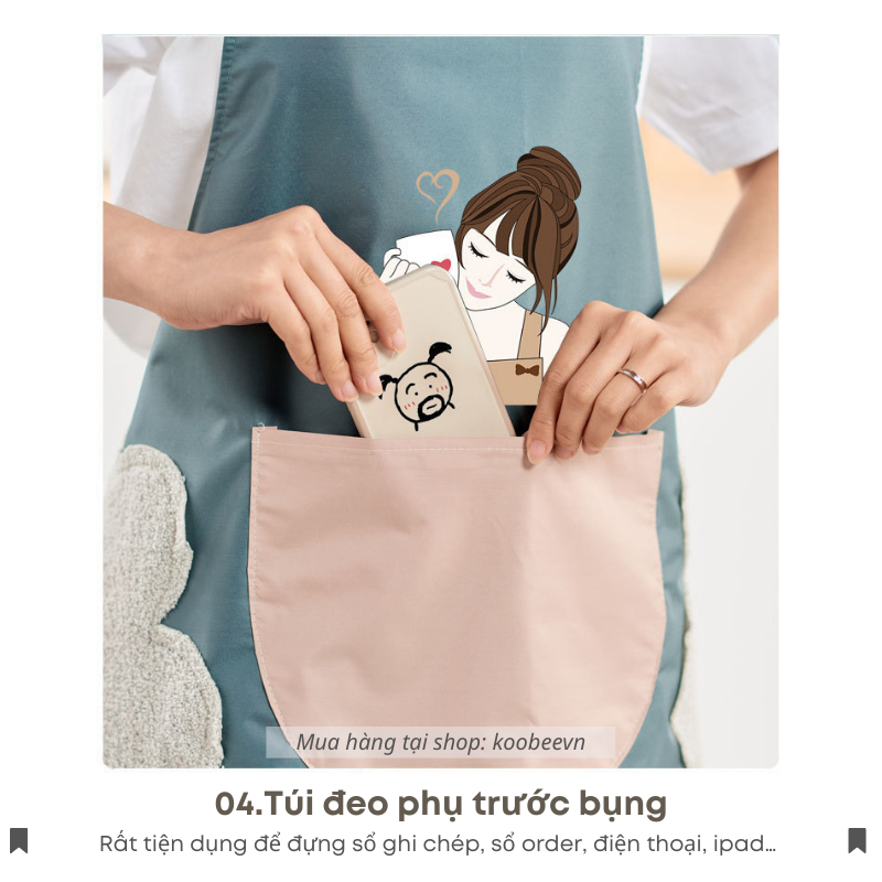Tạp Dề Chống Nước PVC KOOBEE – Có Túi & Khăn Lau Tay, Đai Yếm Điều Chỉnh, Chống Bẩn Hiệu Quả | CSNC23