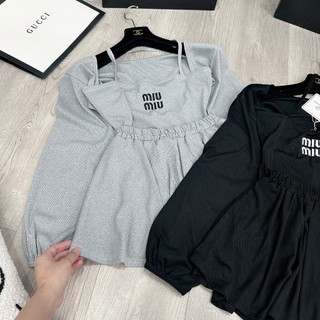 Set Bộ Đồ Nữ 3 Món Miumiu Áo Yếm Vạt Chéo Kèm Áo Khoác Dài Tay Mix Chân Váy Xòe Freesize