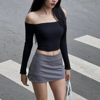 Chân váy kiểu cạp trễ PINKSTORE29 dáng ôm có lót quần, phong cách Y2K C070