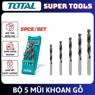 TOTAL Bộ 5 mũi khoan gỗ TACSD7055