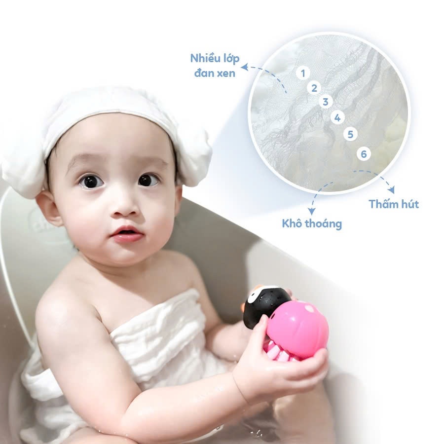 Ảnh L'Ange Khăn sữa/Khăn lót gối/Khăn lau mặt/Khăn yếm vải bông 6 lớp 25x40cm cho bé (set 2 cái) 2