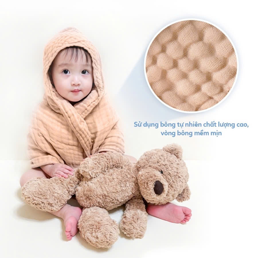 Ảnh L'Ange Khăn sữa/Khăn lót gối/Khăn lau mặt/Khăn yếm vải bông 6 lớp 25x40cm cho bé (set 2 cái) 3