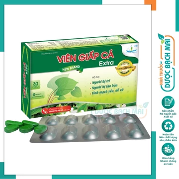 Viên uống giấp cá extra nhuận tràng giảm trĩ nội ngoại táo bón từ diếp cá chất xơ hòa tan rutin cho trẻ em và người lớn