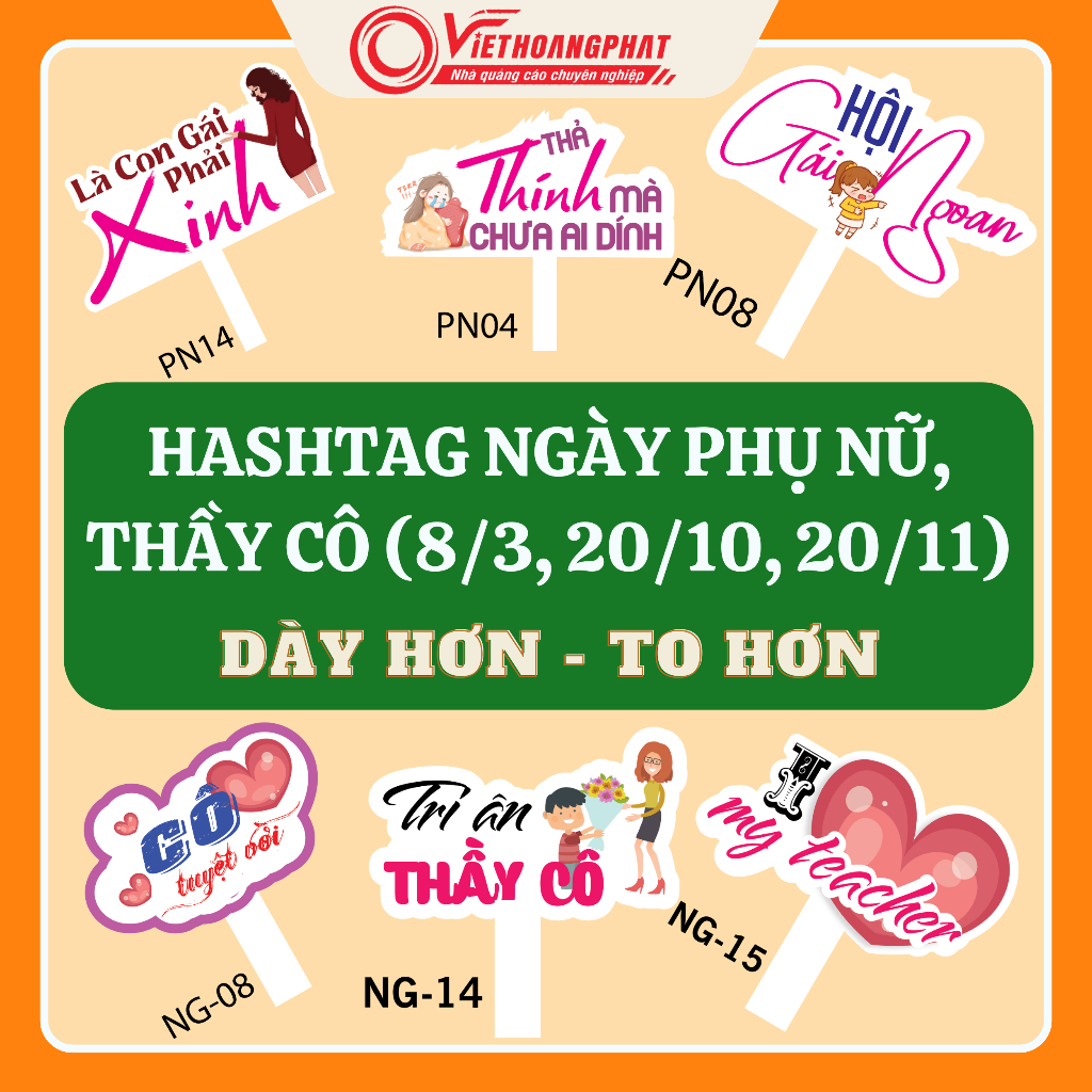 Hashtag cầm tay ngày 20/10, 20/11, 8/3, biển bảng cầm tay chụp hình ...