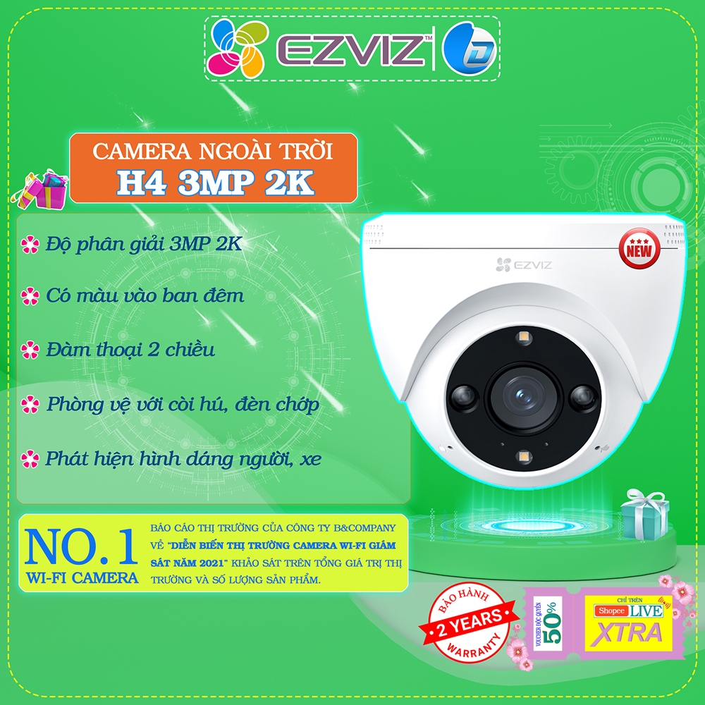 Caméra De Surveillance EZVIZ H4 2K Dôme - Wifi - Détecteur Mouvement - Neuve