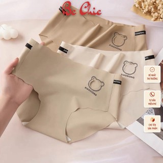 Set Quần lót nữ đúc su mỏng nhẹ không lộ viền khắc lazer họa tiết gấu cute, cạp lưng băng chữ co giãn Q 1271 BC_CHIC