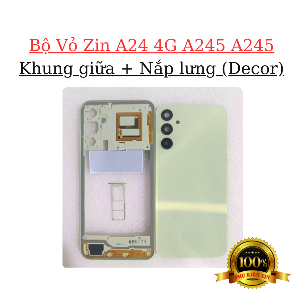 Bộ Vỏ Zin A24 4G A245 A245 Khung giữa + Nắp lưng (Decor) - Hàng Chính Hãng