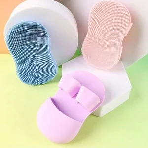 Bàn chải rửa mặt silicon- Bàn chải tẩy tế bào chết làm sạch lỗ chân lông nhỏ gọn