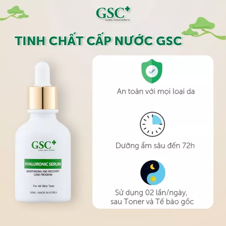 Serum dưỡng ẩm GSC, tinh chất cấp ẩm, serum ha, phục hồi, Hyaluronic Serum 50ml GSC Shop