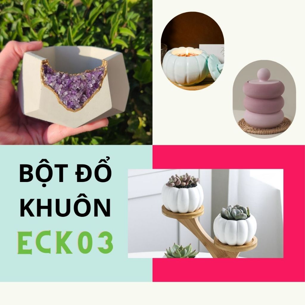 [5KG] ECK03 cứng tốt hơn] Bột đổ khuôn hũ nến chống cháy,chịu nhiệt độ cao, độ cứng tốt, tháo khuôn nhanh và an toàn