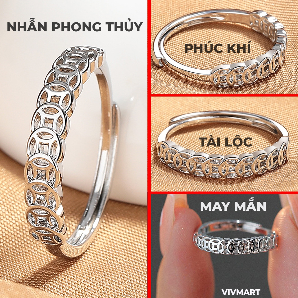 Nhẫn Phong Thủy Tài Lộc Hút Vận May Tăng Phúc Khí - Nhẫn Bạc Kim Tiền Cao Cấp S925: Sức Khỏe, May Mắn, Tài Lộc, Bình An