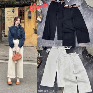 [ Vải mềm xịn ]Quần jeans ống rộng dáng lỡ lưng cao mẫu basic gấu to hàng cao cấp