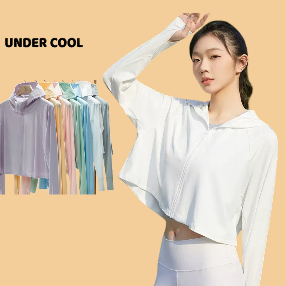 Áo Chống Nắng Nữ Dáng Lửng Xòe Mũ Vành UNDERCOOL Thun Lạnh Thoáng Mát Chống Tia UV ACN02