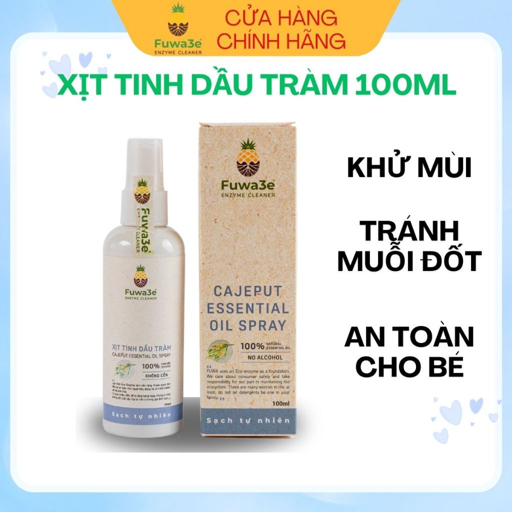 Xịt kháng khuẩn, ngừa cúm đuổi côn trùng Fuwa3e hữu cơ tinh dầu tràm HL Cineol đạt 74.2% size lớn TK