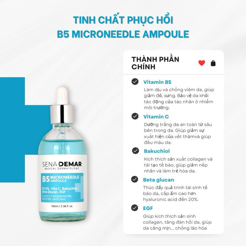 Serum B5 sena demar b5 microneedle ampoule giúp dưỡng ẩm, giảm nhăn, 50ml/100ml - hạn 2028 serum b5 senademar  IS424